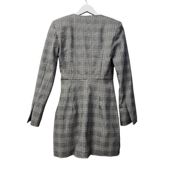 Zara Plaid Blazer Mini Dress Women's Size XS Jeweled Buttons L/S Faux Wrap Style - Picture 12 of 16